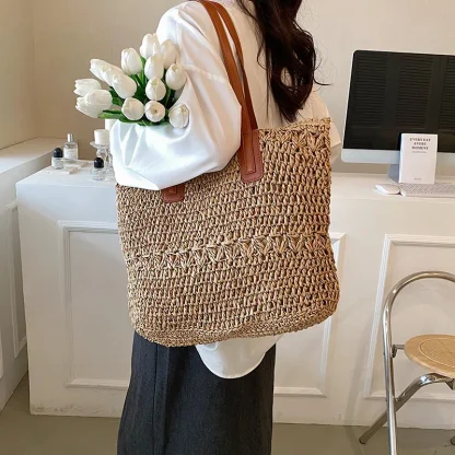 Spacious Weave Shoulder Beach Tote Bag - Image 4