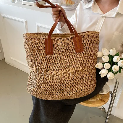 Spacious Weave Shoulder Beach Tote Bag - Image 5