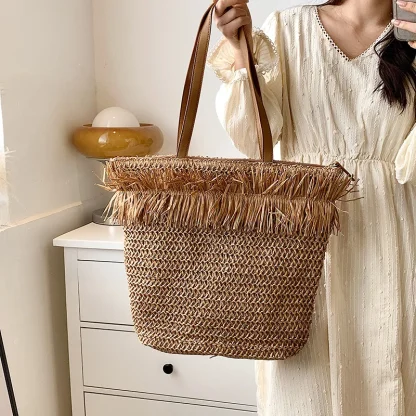 Large Straw Beach Tote Bag - Image 2