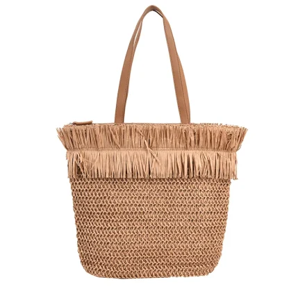 Large Straw Beach Tote Bag - Image 3