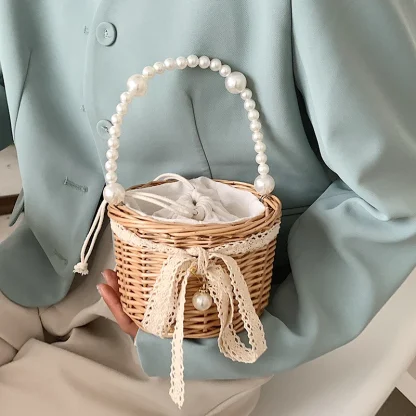 Portable Pearl-Like Handle Beach Bag - Image 2