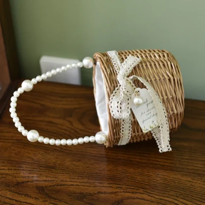 Portable Pearl-Like Handle Beach Bag - Image 3