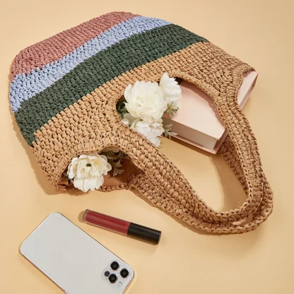 Casual Straw Tote Beach Bag - Image 3