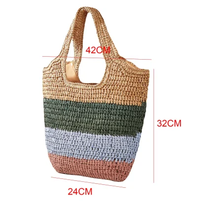 Casual Straw Tote Beach Bag - Image 5