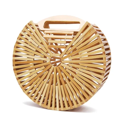 Bamboo-Like Elegance Round Beach Bag - Image 3