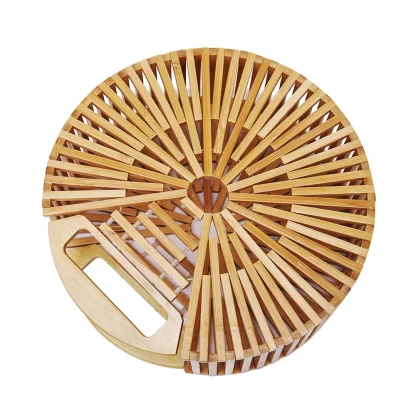 Bamboo-Like Elegance Round Beach Bag - Image 5