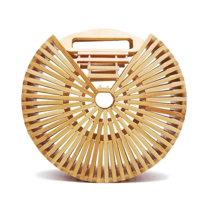 Bamboo-Like Elegance Round Beach Bag - Image 6