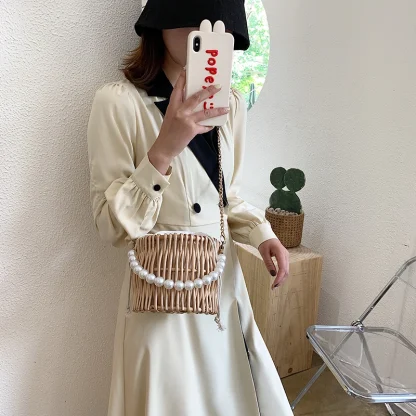 Chic Chain Crossbody Rattan Beach Bag