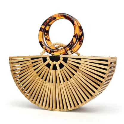 Half Round Glass-Like Handle Beach Bag
