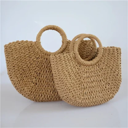 Half Moon Straw Beach Handbag - Image 3