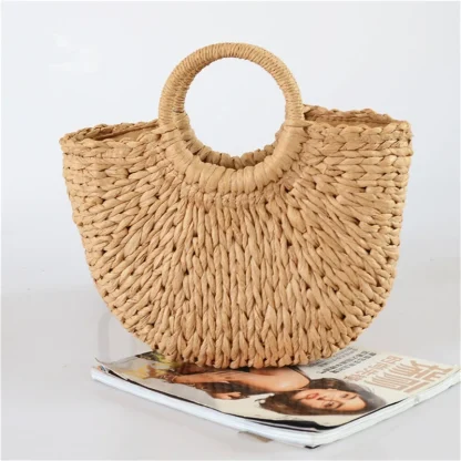 Half Moon Straw Beach Handbag - Image 5