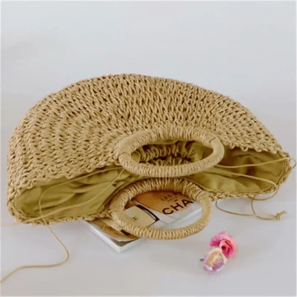 Half Moon Straw Beach Handbag - Image 7