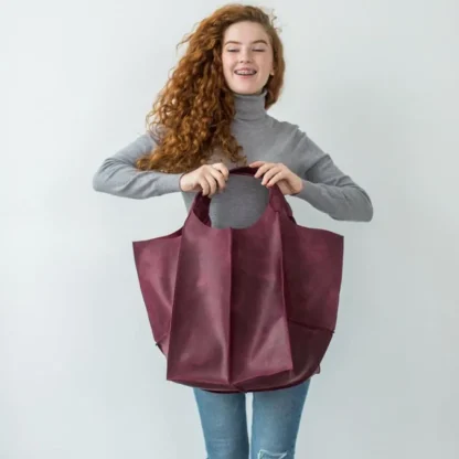 Vintage-Like Leatherette Beach Tote Bag - Image 5