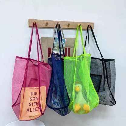 Reusable Large Mesh Fashion Beach Bag - Image 2