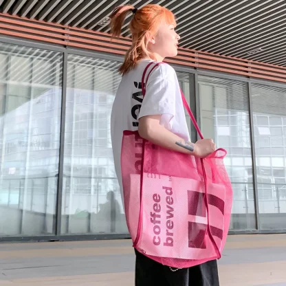Reusable Large Mesh Fashion Beach Bag - Image 4
