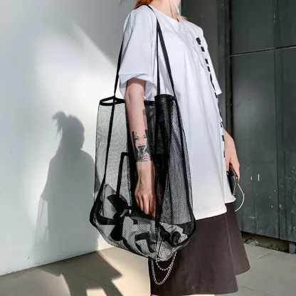 Reusable Large Mesh Fashion Beach Bag - Image 5