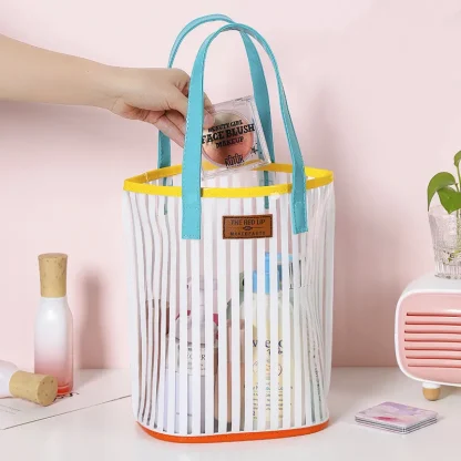 Stripe Large Waterproof Clear Beach Makeup Bag - Image 3