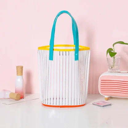 Stripe Large Waterproof Clear Beach Makeup Bag - Image 6