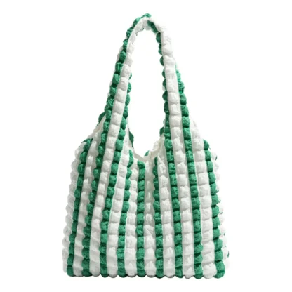 Striped Pleated Bubble Beach Bag - Image 2