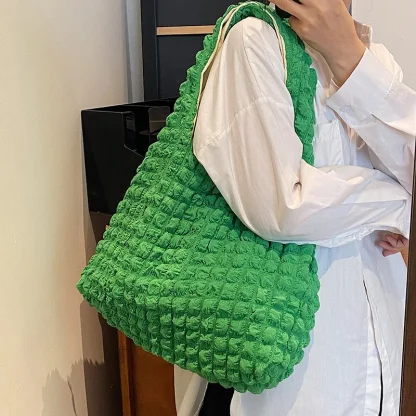 Striped Pleated Bubble Beach Bag - Image 4
