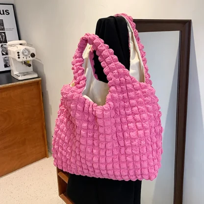 Striped Pleated Bubble Beach Bag - Image 5
