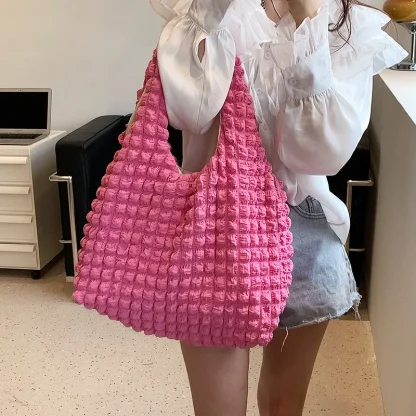 Striped Pleated Bubble Beach Bag