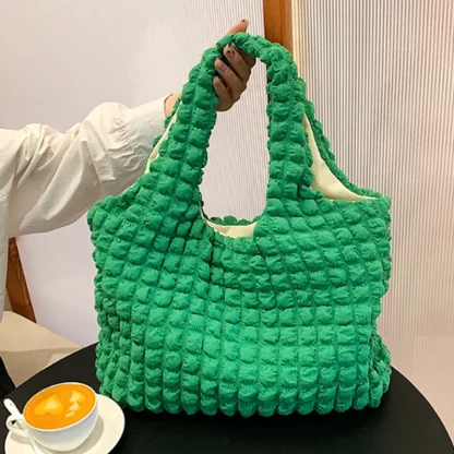 Striped Pleated Bubble Beach Bag - Image 6
