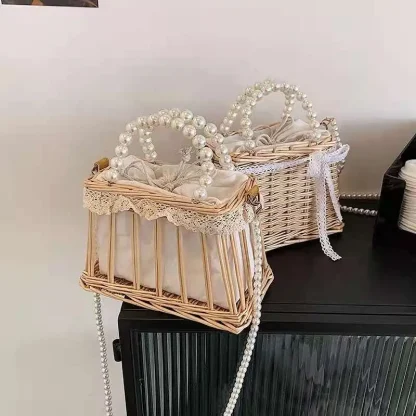 Trendy Flower Basket Beach Bag - Image 3