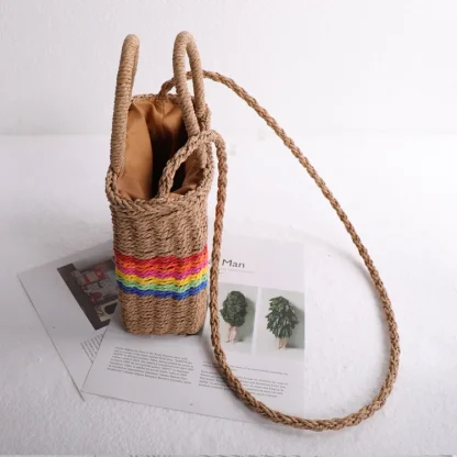 Rainbow Woven Summer Beach Bag - Image 5