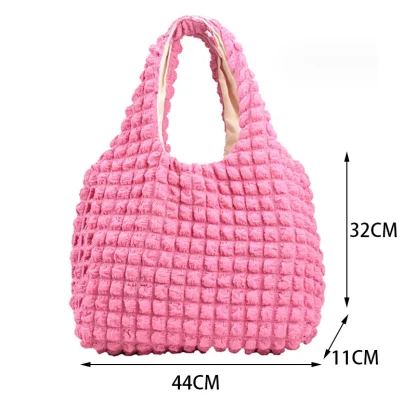 Striped Pleated Bubble Beach Bag - Image 7