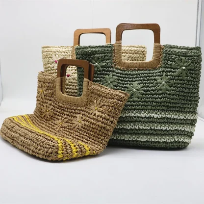 Square Striped Flower Beach Bag - Image 5