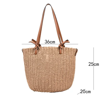 High Capacity Straw Tote Beach Bag - Image 7