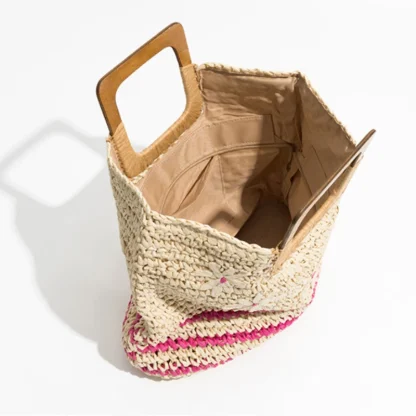 Square Striped Flower Beach Bag - Image 4