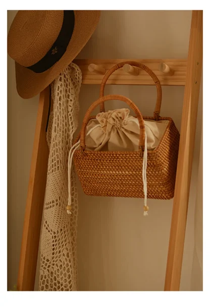 Basket Drawstring Beach Bag - Image 6