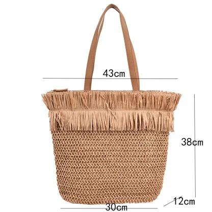 Large Straw Beach Tote Bag - Image 7