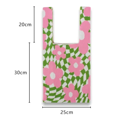Tri-Color Flower Plaid Beach Tote Bag - Image 6