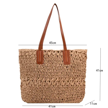 Spacious Weave Shoulder Beach Tote Bag - Image 7