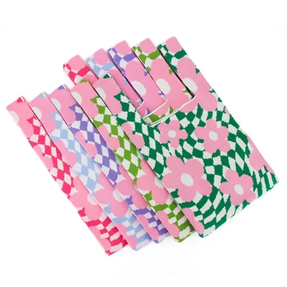Tri-Color Flower Plaid Beach Tote Bag - Image 5