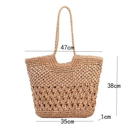 Travel Large Capacity Straw Beach Bag - Image 7