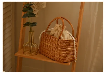 Basket Drawstring Beach Bag - Image 5