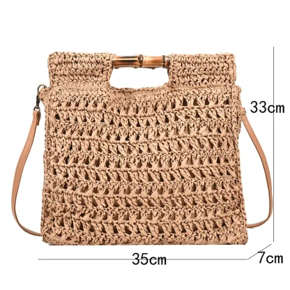 Casual Weave Travel Tote Beach Bag - Image 7