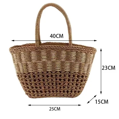 Spacious Retro Basket Handbag Beach Tote Bag - Image 7