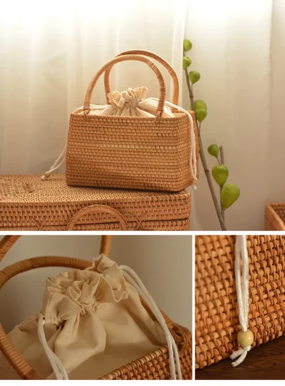 Basket Drawstring Beach Bag - Image 4