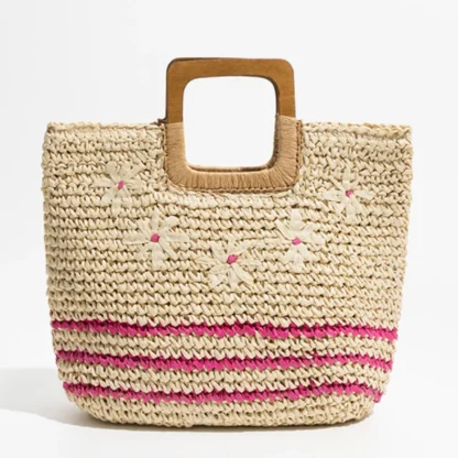 Square Striped Flower Beach Bag - Image 2