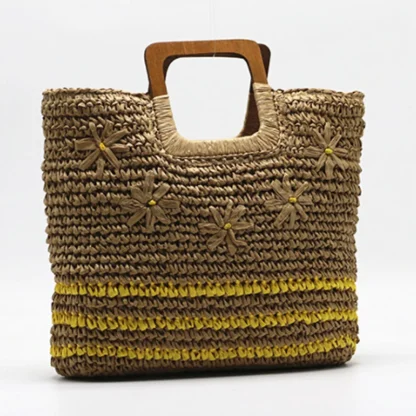 Square Striped Flower Beach Bag - Image 6