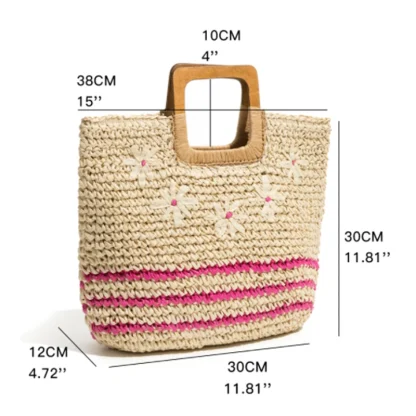 Square Striped Flower Beach Bag - Image 7