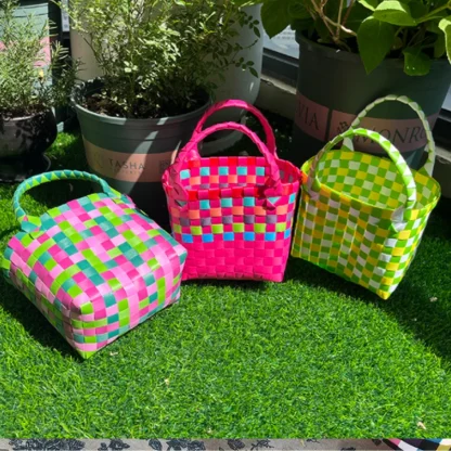 Tropical Twist Basketweave Beach Bag - Image 4