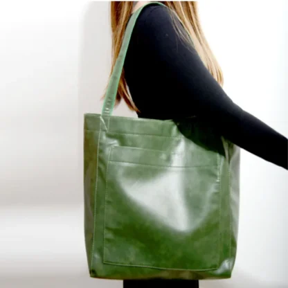 Soft Faux Leather Portable Totes Beach Bag - Image 3