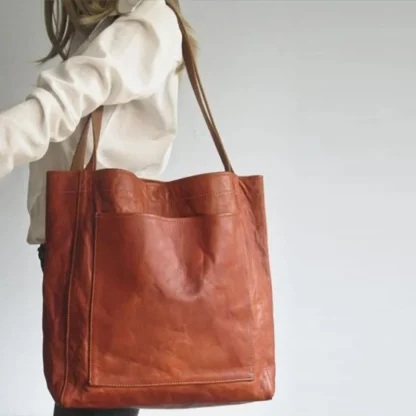 Soft Faux Leather Portable Totes Beach Bag - Image 4