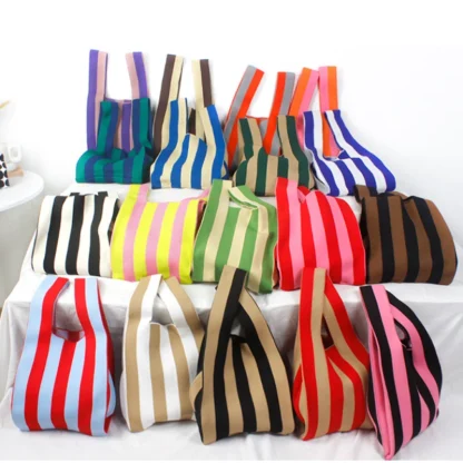 Knitted Stripe Pleated Beach Bag - Image 5
